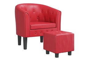 vidaXL Kuipstoel met voetenbankje, Kunstleer Rood - 55% Korting