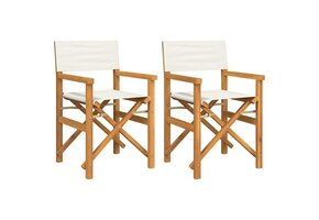 vidaXL Regisseursstoelen inklapbaar, Teakhout, Crème - 60% Korting!