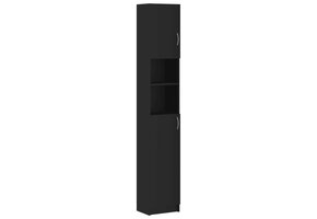vidaXL Badkamerkast Zwart | 60% Korting | Bewerkt Hout | 32x25,5x190 cm