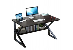 Zwart computerbureau 100x60 met plank - 55% korting!