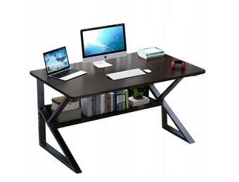 Zwart computerbureau 100x60 met plank - 55% korting!