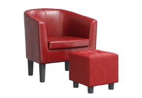 vidaXL Kuipstoel met voetenbank kunstleer wijnrood - 55% Korting