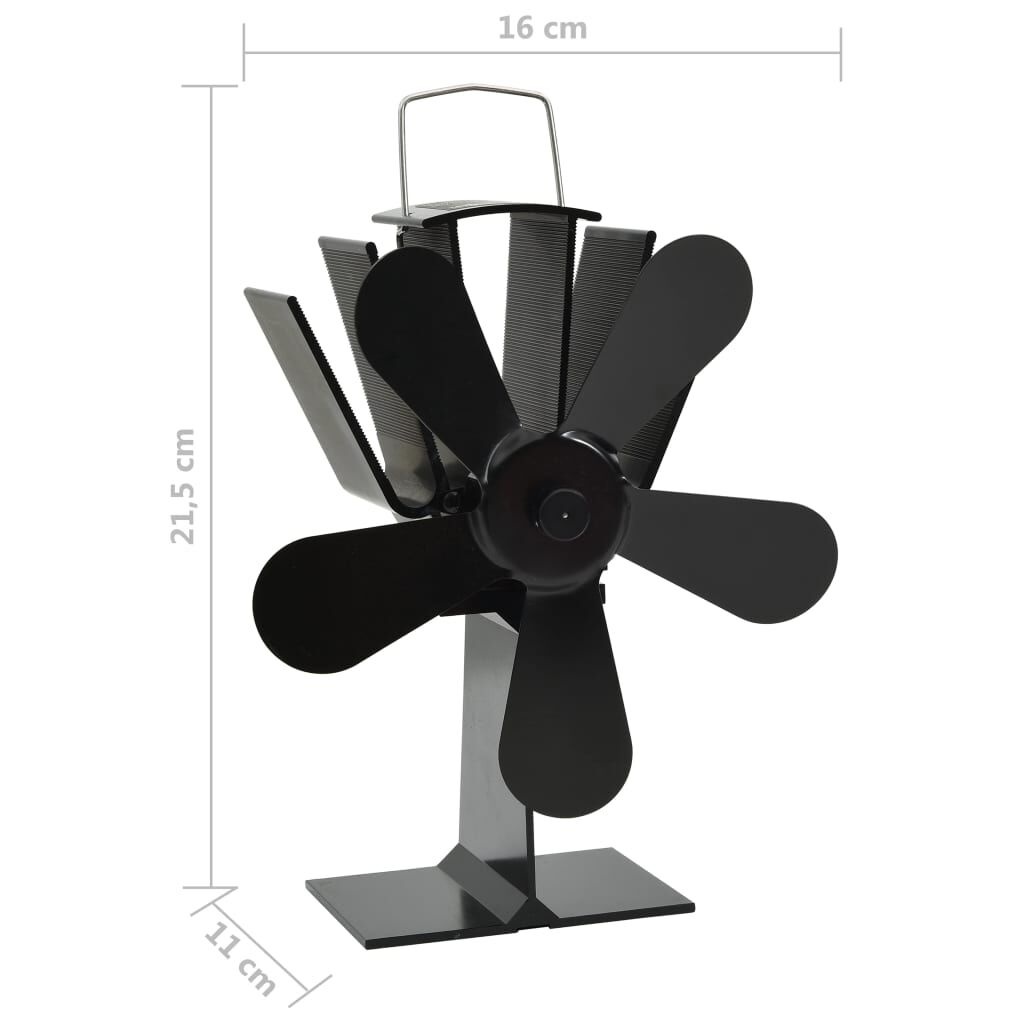 vidaXL Kachelventilator 5 vinnen Zwart - 35% Korting!