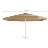 vidaXL Parasol Vervangingsdoek 500cm Taupe - 61% Korting!