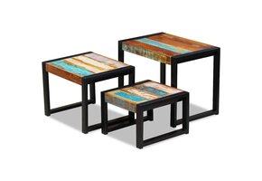 vidaXL 3-delige Tafeltjesset Gerecycled Hout | Nu met 35% korting!