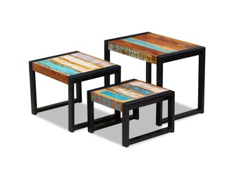 vidaXL 3-delige Tafeltjesset Gerecycled Hout | Nu met 35% korting!