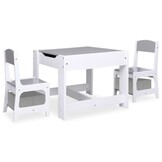 vidaXL Kindertafel & 2 Stoelen (MDF, Wit) - 35% Korting