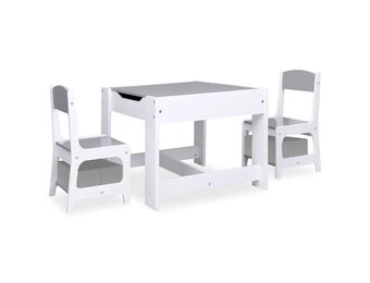 vidaXL Kindertafel & 2 Stoelen (MDF, Wit) - 35% Korting