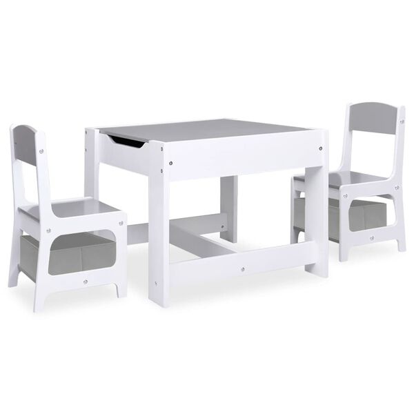 vidaXL Kindertafel & 2 Stoelen (MDF, Wit) - 35% Korting