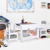 vidaXL Kindertafel & 2 Stoelen (MDF, Wit) - 35% Korting