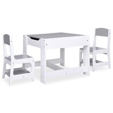 vidaXL Kindertafel & 2 Stoelen (MDF, Wit) - 35% Korting