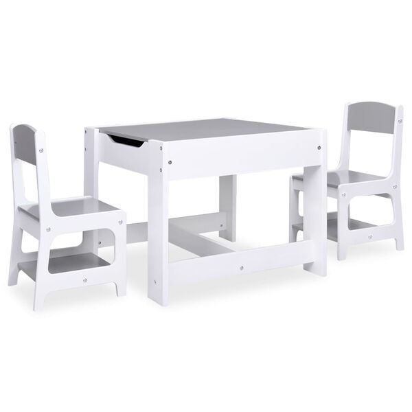 vidaXL Kindertafel & 2 Stoelen (MDF, Wit) - 35% Korting