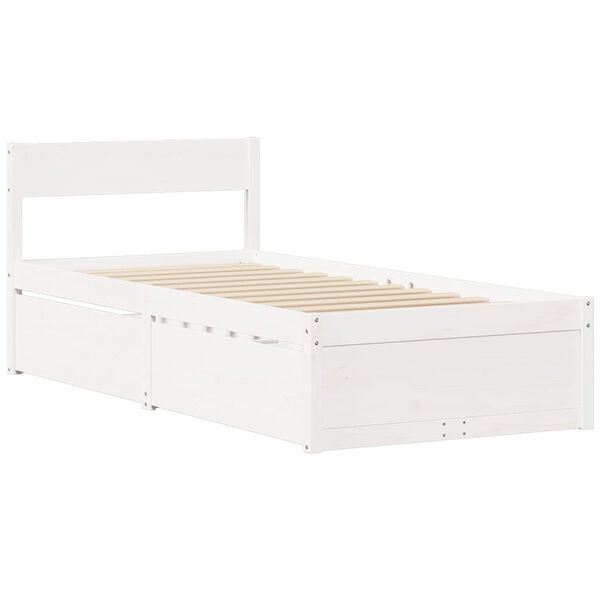 vidaXL Bedframe Grenenhout Wit (90x200cm) - Nu 35% Korting!