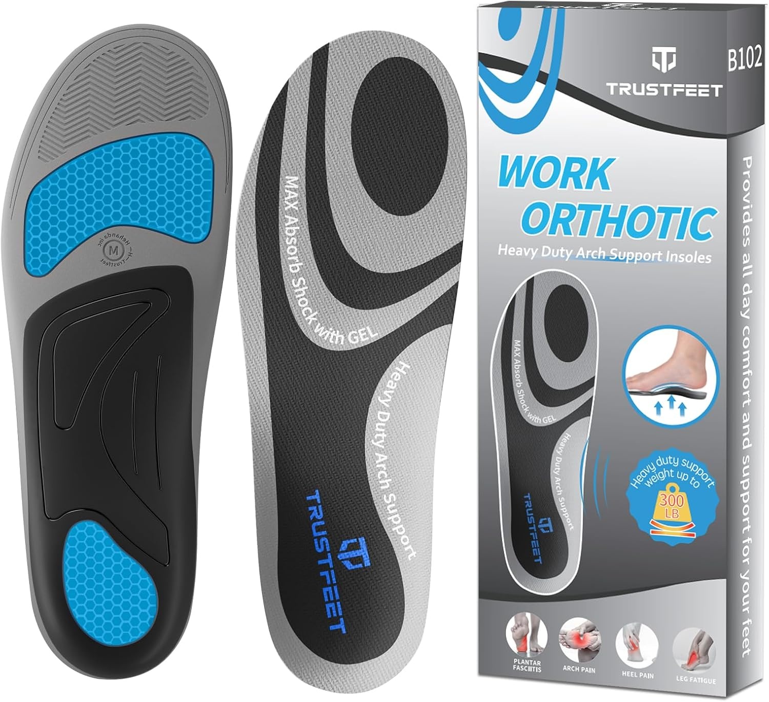 Trustfeet B102 Werksteunzolen L (43-45) - Anti-Vermooidheid & Gel - 63% Korting!