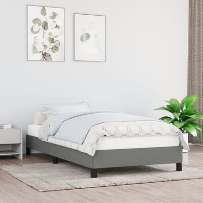 vidaXL Bedframe 90x200cm Donkergrijs Stof - 42% Korting!