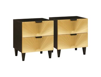 vidaXL Nachtkastje Zwart/Goud - 40x33.5x46 cm (60% Korting)