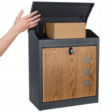 Pakketbrievenbus - 43x24x52 cm - metaal - antraciet, houtlook