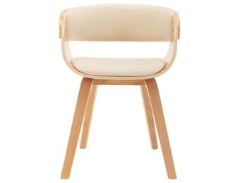 vidaXL Eetkamerstoelen 2 st gebogen hout en kunstleer crèmekleurig