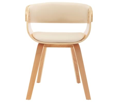 vidaXL Eetkamerstoelen 2 st gebogen hout en kunstleer crèmekleurig