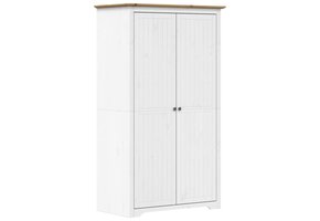 vidaXL Kledingkast BODO | Massief Grenenhout Wit/Bruin | -55%