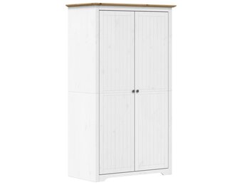 vidaXL Kledingkast BODO | Massief Grenenhout Wit/Bruin | -55%