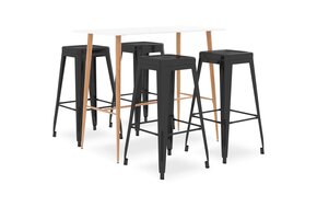 vidaXL 5-delige Barset Wit & Zwart - 35% Korting