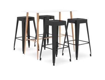 vidaXL 5-delige Barset Wit & Zwart - 35% Korting