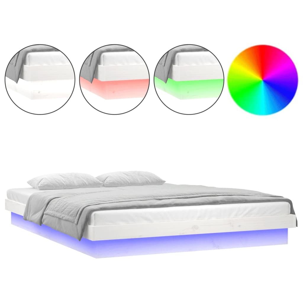 vidaXL Bedframe Hout Wit met LED - 68% Korting - 140x190 cm