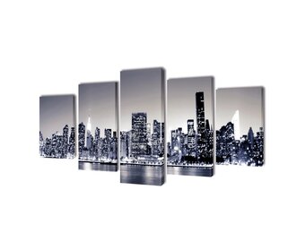 New York Skyline Canvas Set - 5 Panelen, 200x100cm - 55% Korting