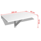 vidaXL Wandtafel Inklapbaar 100x60 cm Wit - 35% Korting!