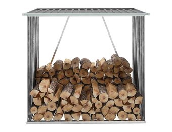 vidaXL Haardhoutschuur - 60% Korting! 163x83x154 cm Gegalvaniseerd Staal Grijs