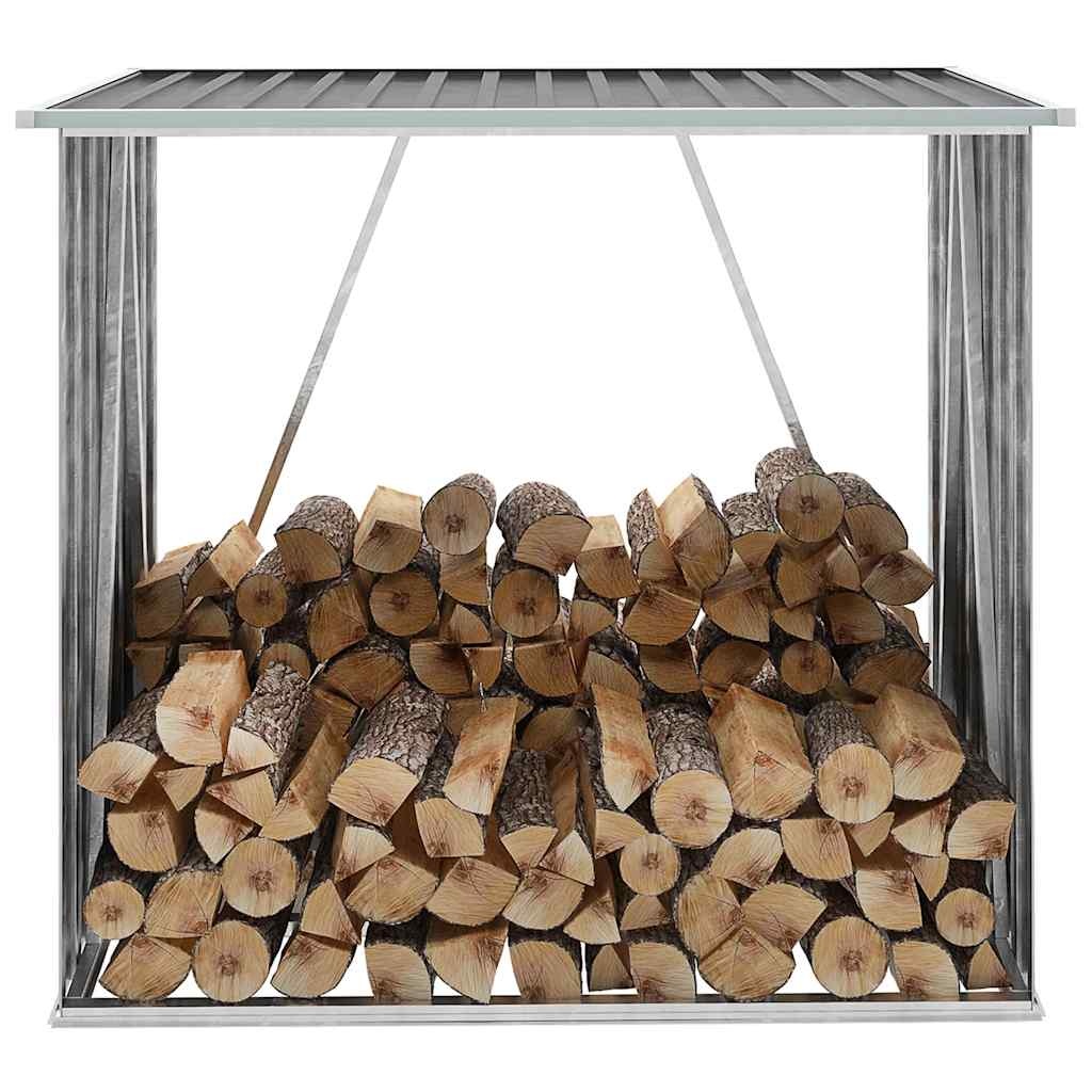 vidaXL Haardhoutschuur - 60% Korting! 163x83x154 cm Gegalvaniseerd Staal Grijs