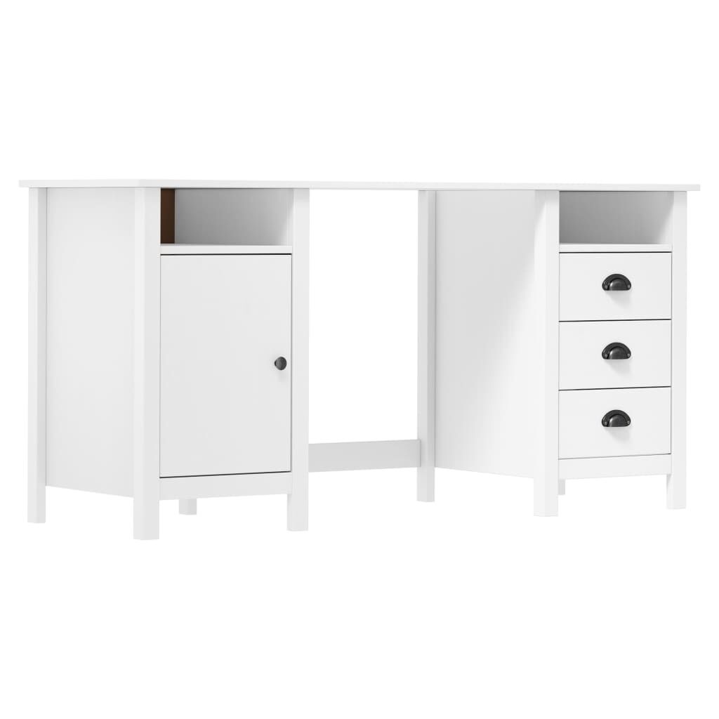 vidaXL Bureau Hill Grenenhout Wit - 150x50x74 cm - Nu 35% Korting!