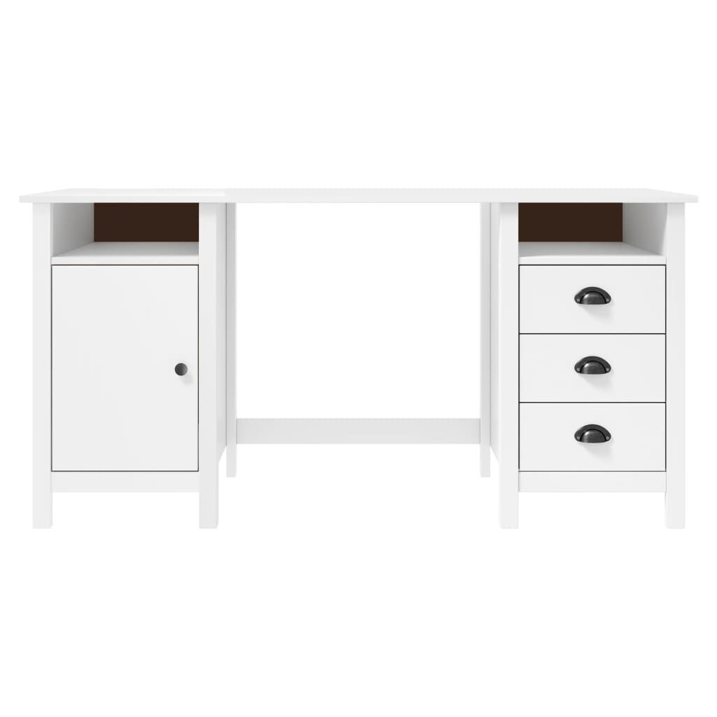 vidaXL Bureau Hill Grenenhout Wit - 150x50x74 cm - Nu 35% Korting!