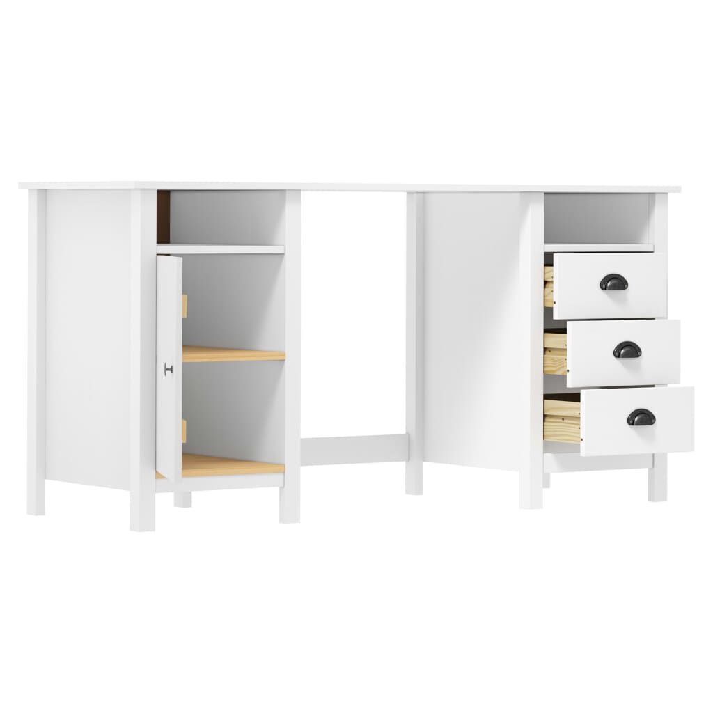 vidaXL Bureau Hill Grenenhout Wit - 150x50x74 cm - Nu 35% Korting!