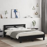 vidaXL Bedframe met Hoofdbord (140x200cm) - Bewerkt Hout Zwart - 55% Korting