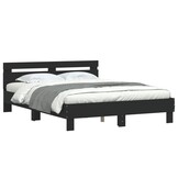 vidaXL Bedframe met Hoofdbord (140x200cm) - Bewerkt Hout Zwart - 55% Korting