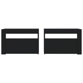 vidaXL Nachtkastjes 2 st met LED 60x35x40 cm Zwart - 60% Korting!