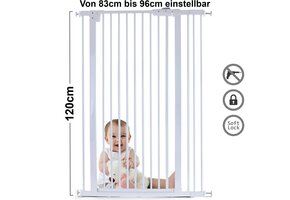 Traphek 83-96cm - verstelbaar 120cm hoog - wit metaal