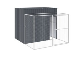 vidaXL Hondenhok met ren - 214x253x181 cm - Antraciet - Nu 55% Korting!
