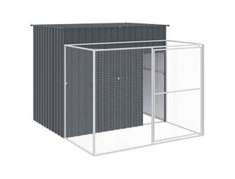 vidaXL Hondenhok met ren - 214x253x181 cm - Antraciet - Nu 55% Korting!