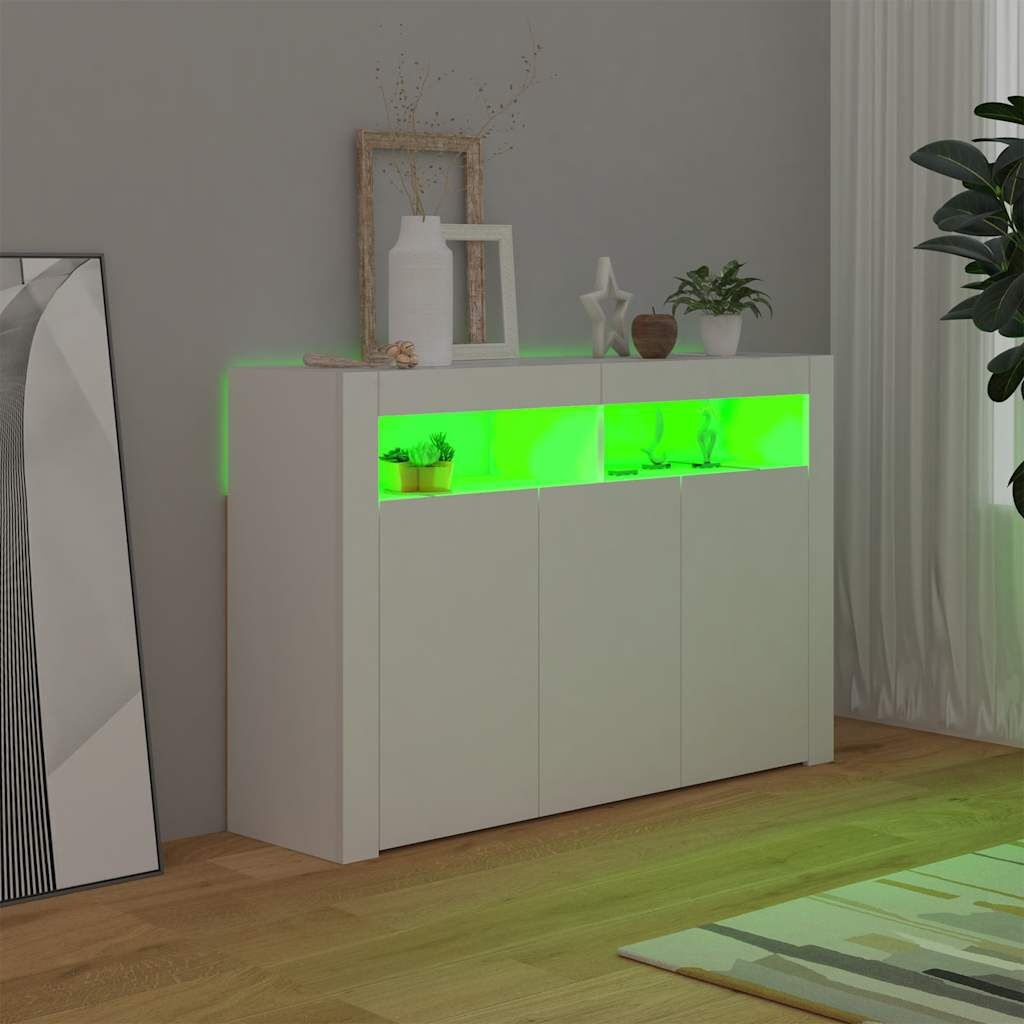 vidaXL Dressoir met LED, 115,5x30x75 cm Wit - 30% Korting