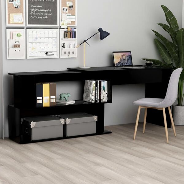 vidaXL Hoekbureau 200x50x76 cm bewerkt hout zwart - Nu met 30% korting!