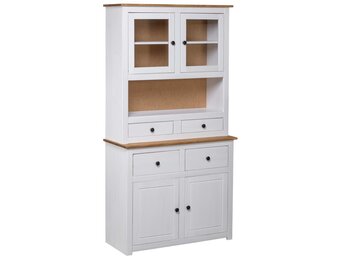vidaXL Hoge Kast Panama - 35% Korting! Massief Grenenhout Wit (93x40.5x180 cm)