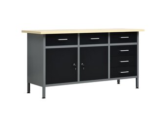 vidaXL Werkbank 160x60x85 cm staal zwart - 35% Korting!