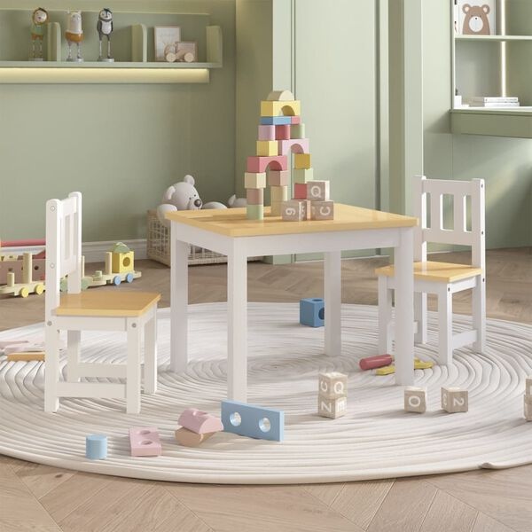 vidaXL Kindertafel & Stoelenset MDF Wit/Grijs | 35% Korting