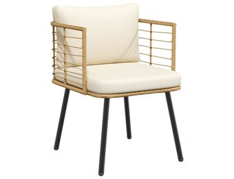 vidaXL Tuinstoel Poly Rattan Naturel met Kussens - 53% Korting