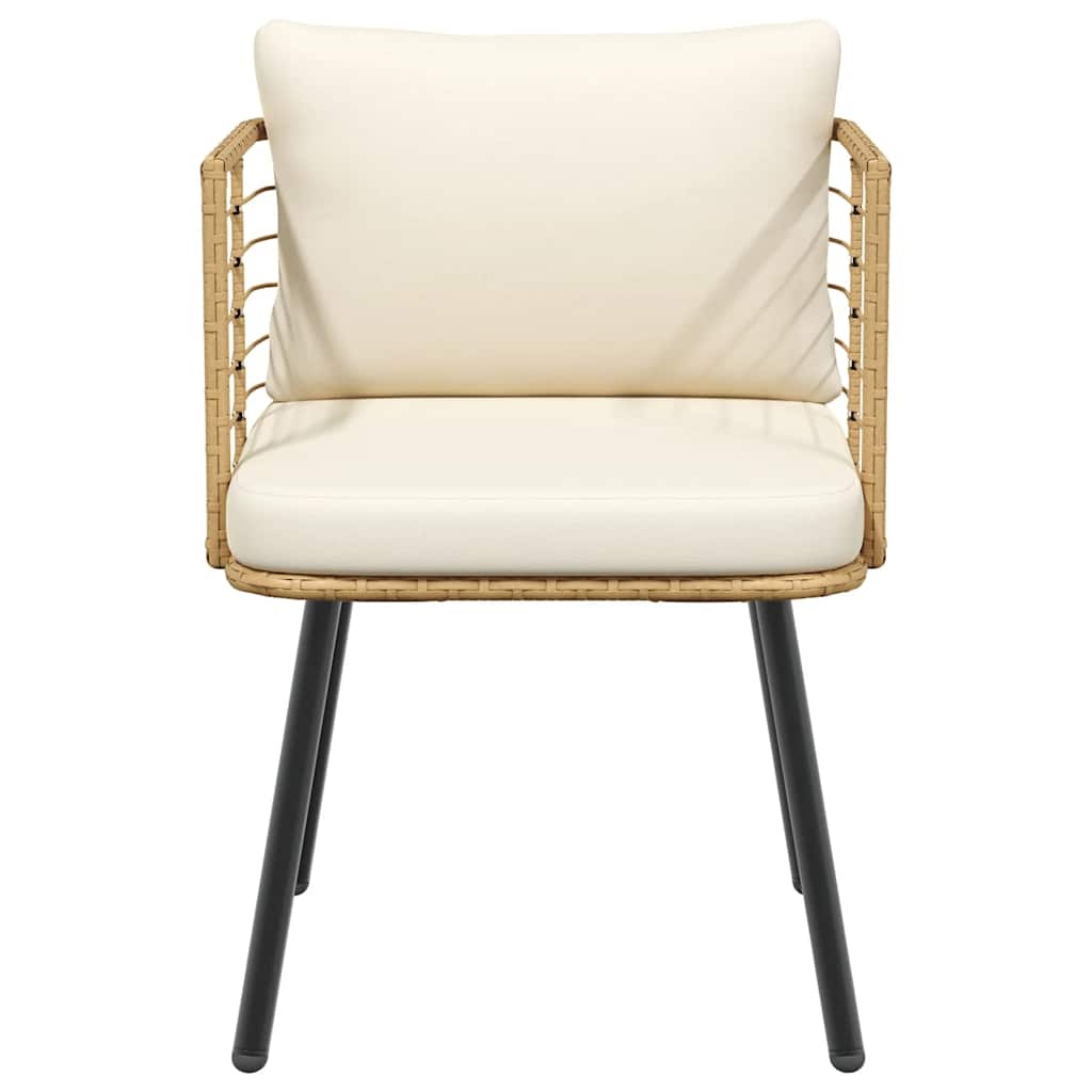 vidaXL Tuinstoel Poly Rattan Naturel met Kussens - 53% Korting