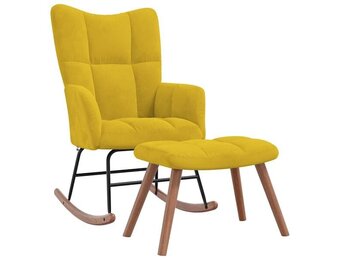 VidaXL Schommelstoel met Voetenbank - Fluweel Mosterdgeel (35% Korting!)