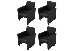 vidaXL Eetkamerstoelen Kunstleer Zwart (4 stuks) - 35% Korting